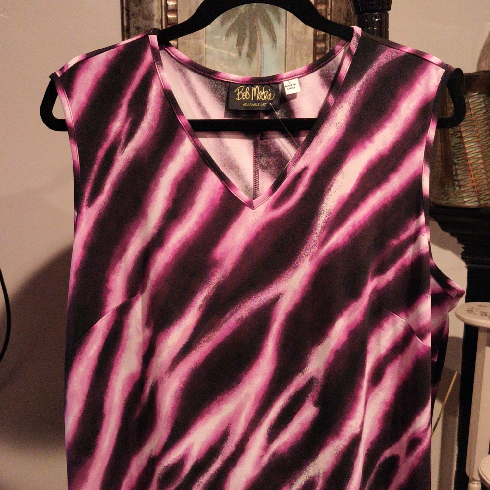 FINAL PRICE NWT Bob Mackie Artistic Fushia and Black Maxi Dress Size Large - Picture 6 of 9